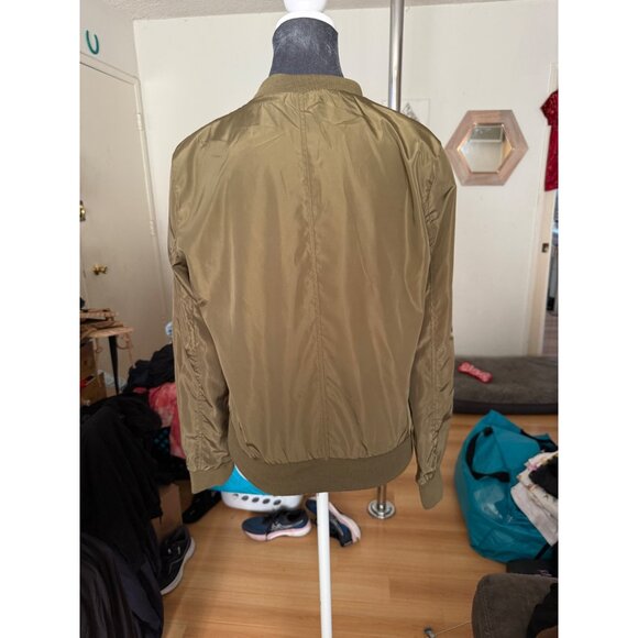 Reversible Olive Green & Camouflage Womens Bomber Jacket Size S Lightweight Poly - Picture 3 of 4